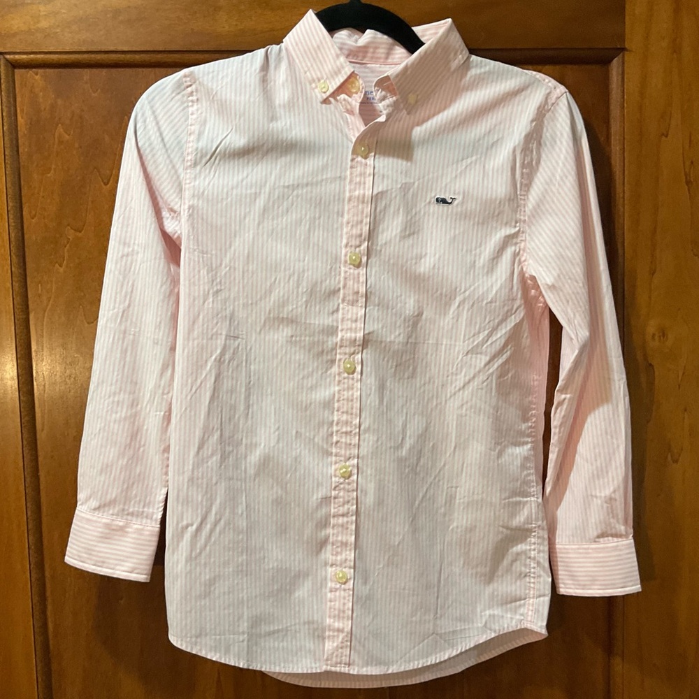 Vineyard Vines Light Pink Striped Button Down Shirt boys 8-10
